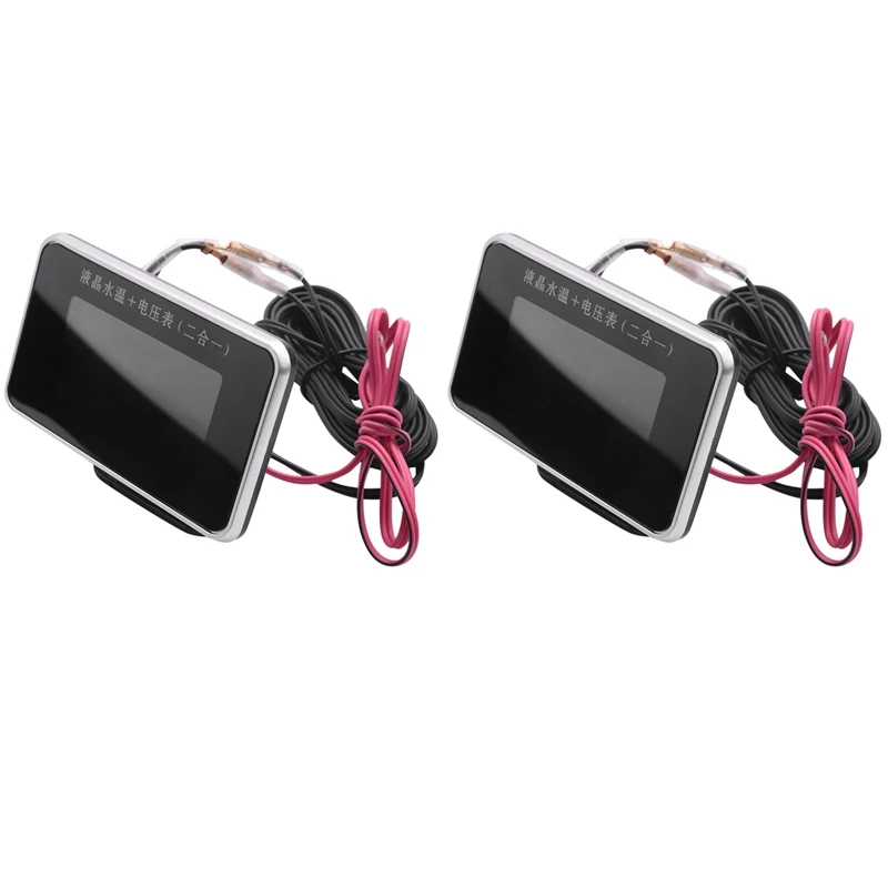 

2X,2 In 1 Car LCD Digital Gauge Voltage Pressure Water Temperature Meter Buzzer Alarm M10