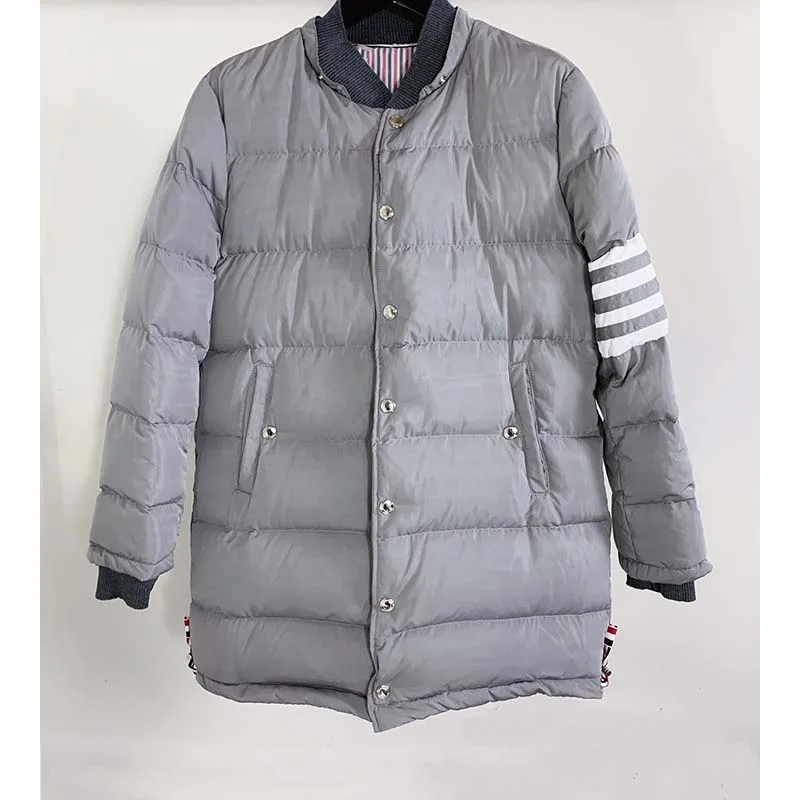Men's Jackets Classic 4-bar Winter Thermal Puffer Coat Luxury  Brand Down-Filled Women Long Loose TB THOM Male Down Jacket