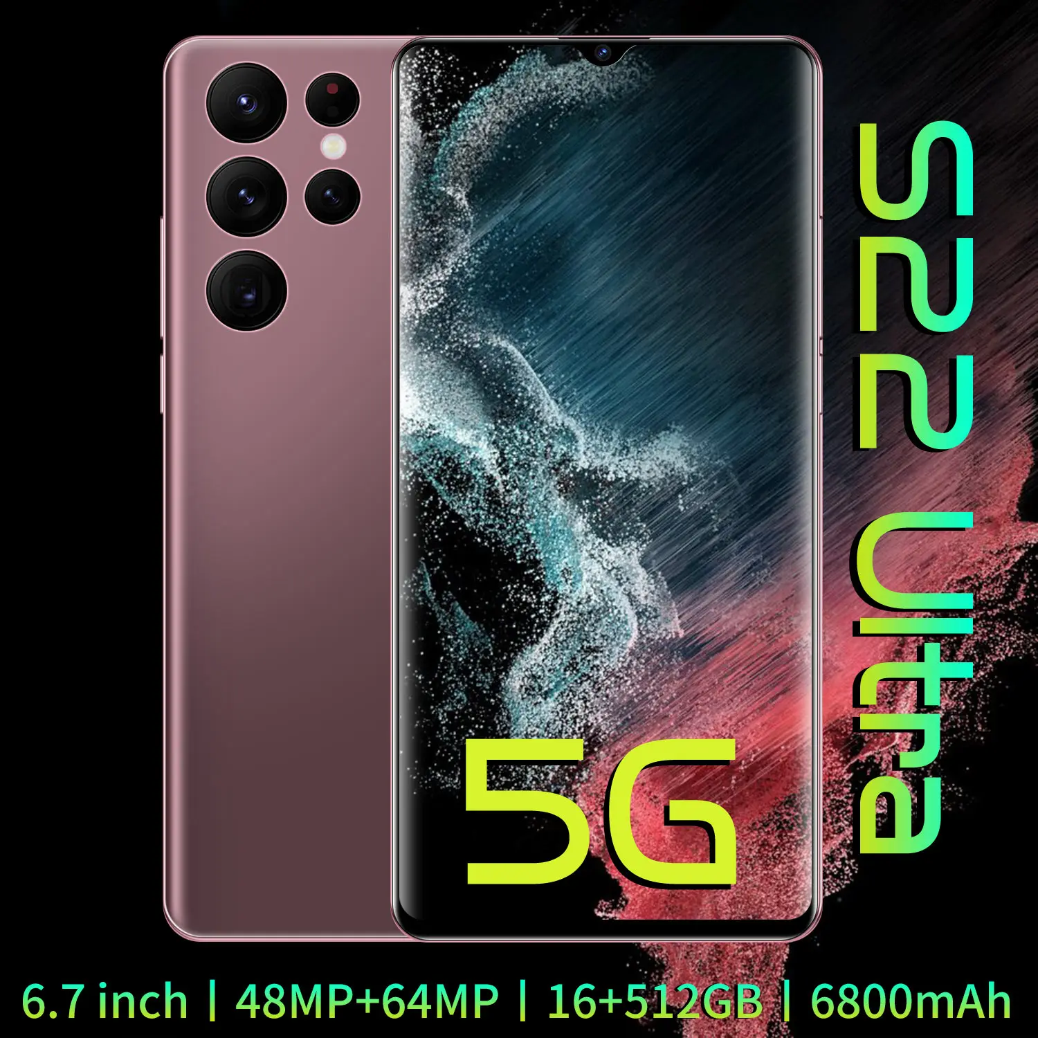 

5G S22 Ultra Global Version Android11 Dual Card Smartphone 6.7 Inch 48MP HD 10 Core 6800mAh 16GB 512GB Cellphone Mobile Phone