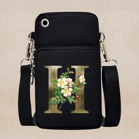 Универсальный чехол-кошелек для Samsung, чехол на плечо с принтом золотых цветов и надписей, спортивный карман для бега