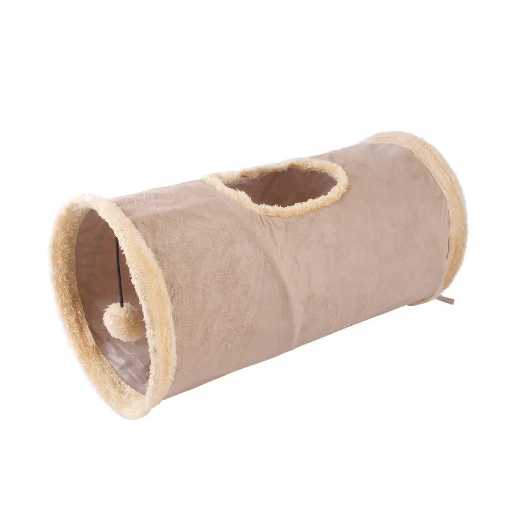 

Popular Suede Polyester Pet Cat Channel Can Store Folding Sandwich Ring Paper Cat Pipe Puzzle Cat Toy Drill Barrel Pet Products