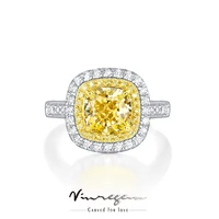 vinregem 925 sterling silver cushion cut 5ct fancy vivid yellow sapphire simulated moissanite ring for women gift drop shipping