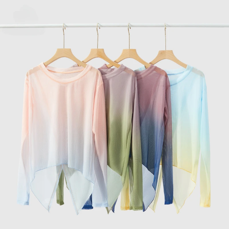 Спортивные рубашки с открытой спиной и длинным рукавом для тренировок женские