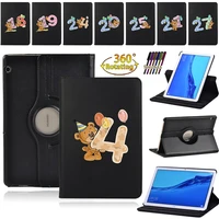 360 rotating case for huawei mediapad t3 10 9 6t5 10 10 1 lucky number series anti dust leather stand tablet cover stylus