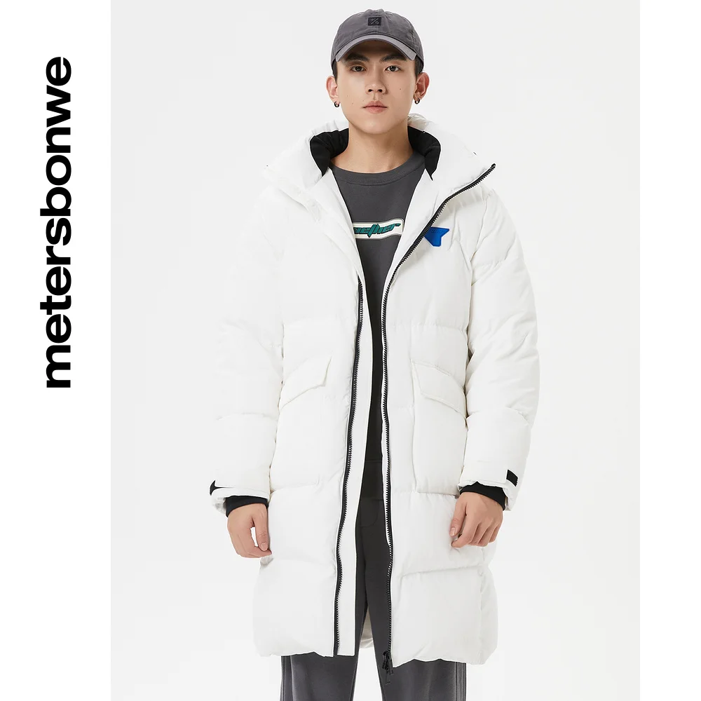 Metersbonwe Long Hooded Down Jacket Men Outwear Duck Down Coat Warm Climbing Parkas Snow Coat Brand Winter Clothes Thick Jacket