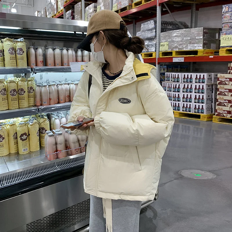 Пуховое пальто с капюшоном соответствующего цвета верхняя одежда для женщин