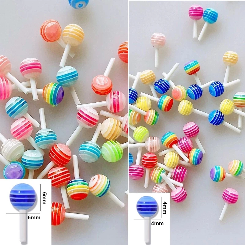 

30pcs Mix Colors Cute Lollipop Candy Mini Nail Art Decorations 3D 4mm6mm DIY Nail accessories charm Cartoon Manicure Accessories