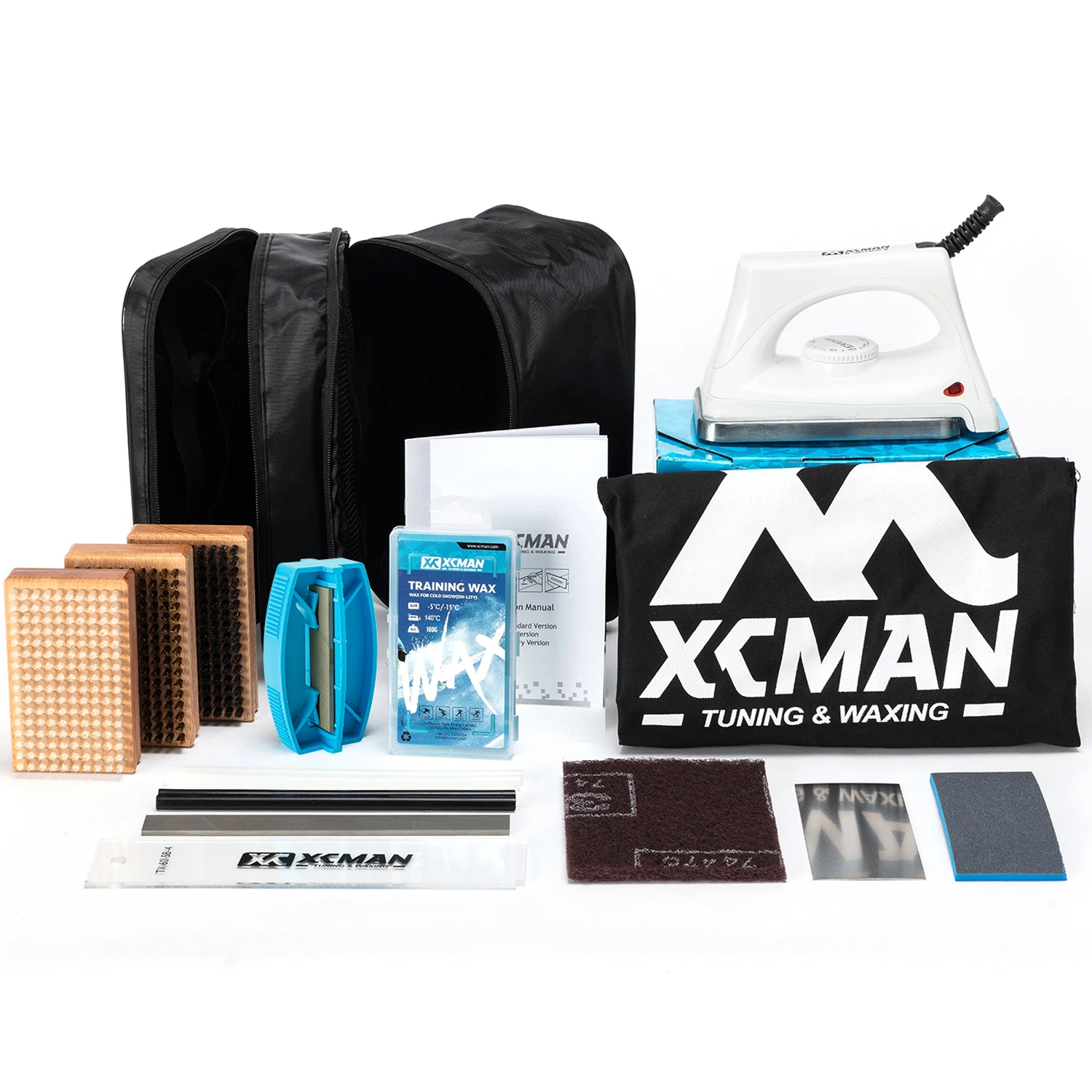 XCMAN Complete Ski Snowboard Tuning and Waxing Kit with Waxing Iron,Universal Wax,Edge Tuner,Brush,Wax Scraper,Ptex