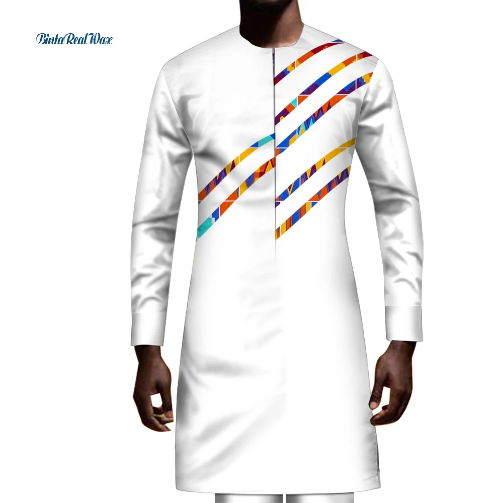 2pcs Suits African Mens Top and Pants Set Patchwork Long robe with Trouser Dashiki Cotton African Men Party Clothing wyn1416