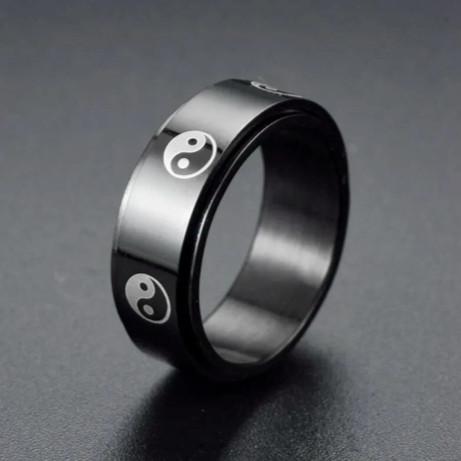 

Six Word Truth Titanium Steel Rotary High Quality Ring European and American Men's Personality Decompression Transport Ring