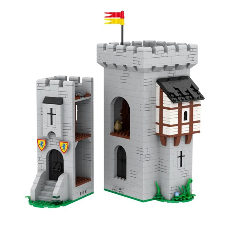 Фото MOC изготовленная на заказ игрушка из строительных блоков, мини-модель замка, средневековый рыцарь льва, 1173 шт., креативный набор игрушек для сборки, подарок на праздник №3