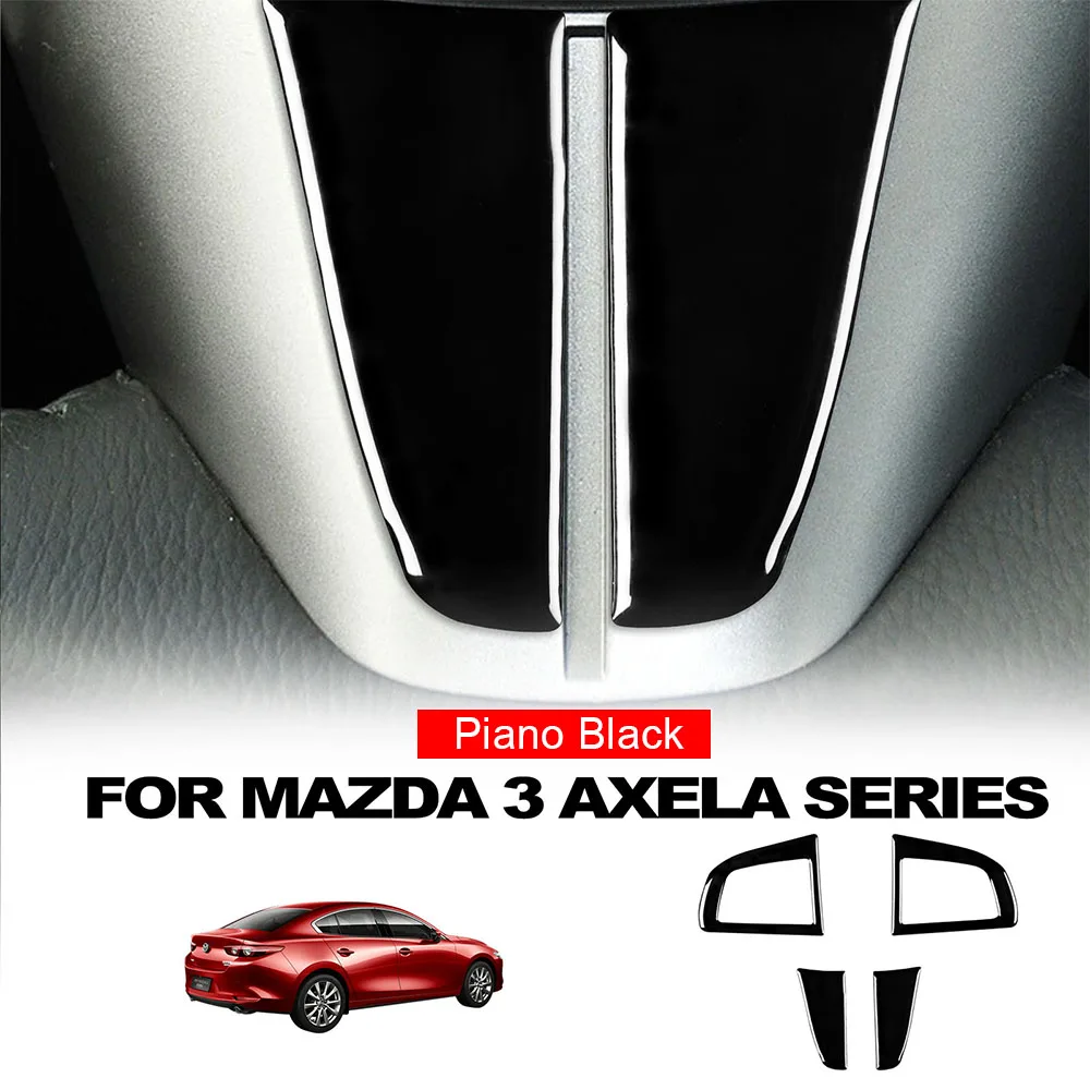 

4Pcs Car Steering Wheel Chin Button Frame Sticker For Mazda 3 Axela 2010-2013 Mazdaspeed 3 Accessories Car Styling
