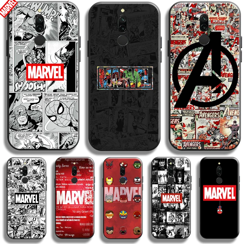 

Marvel Logo Avengers For Xiaomi Redmi 8 8A Phone Case Soft Silicon Coque Cover Black Funda Captain America Comics