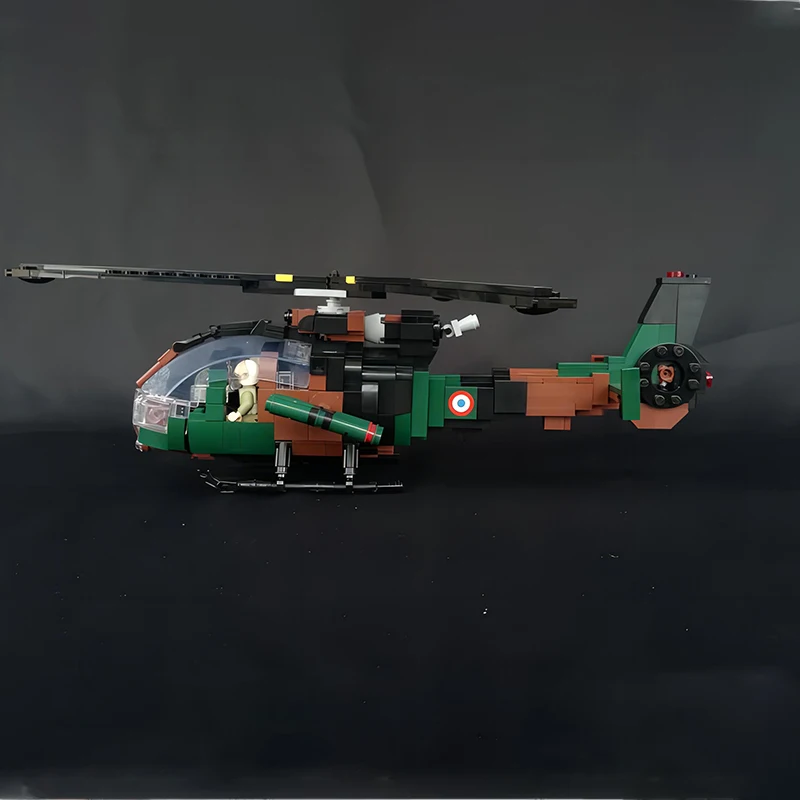 Строительный блок MOC, французский легкий вертолет SA342, боевой самолет Газель, армейский истребитель холодной войны в сборе, модель самолета, кирпичная игрушка (art.: 3920d256d2d1e) - 3920d256d2d1e