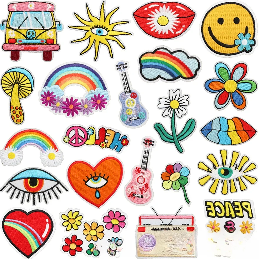 Утюг С Вышивкой Радужной Нитью Модная Нашивка Из Полиэфирной Ткани Для Одежды