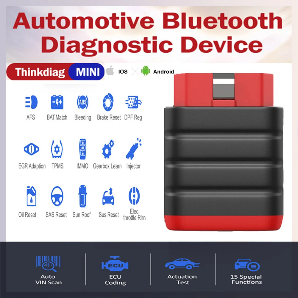 

Мини-сканер ThinkDiag OBD2 с Bluetooth, считыватель кодов для всех автомобилей, сканирование DPF SAS EPB 15, сброс OBD 2, Автомобильные диагностические инструм...