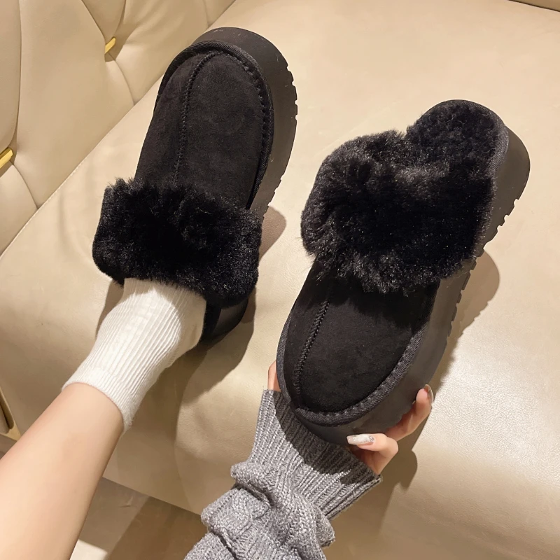 

Зимние новые модные водонепроницаемые теплые и удобные женские большие хлопковые тапочки на толстой подошве с мехом на платформе женские сапоги