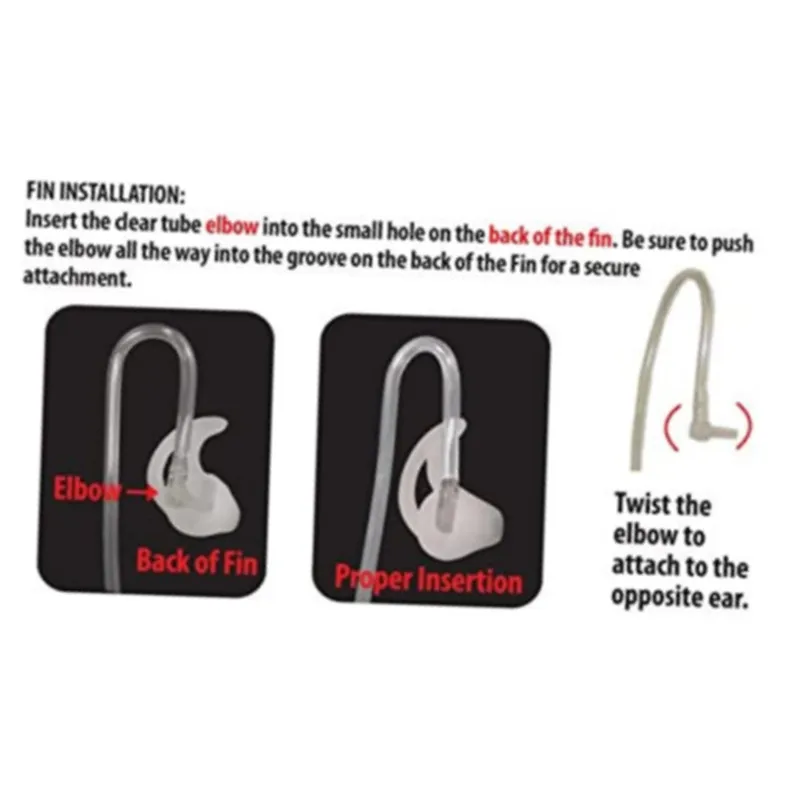 Silicone Fin Ear Mold Two Way Radio Replacement Earmold Earbud Tips for Surveillance Earpiece Coil Tube Headset（2pair L Large)）