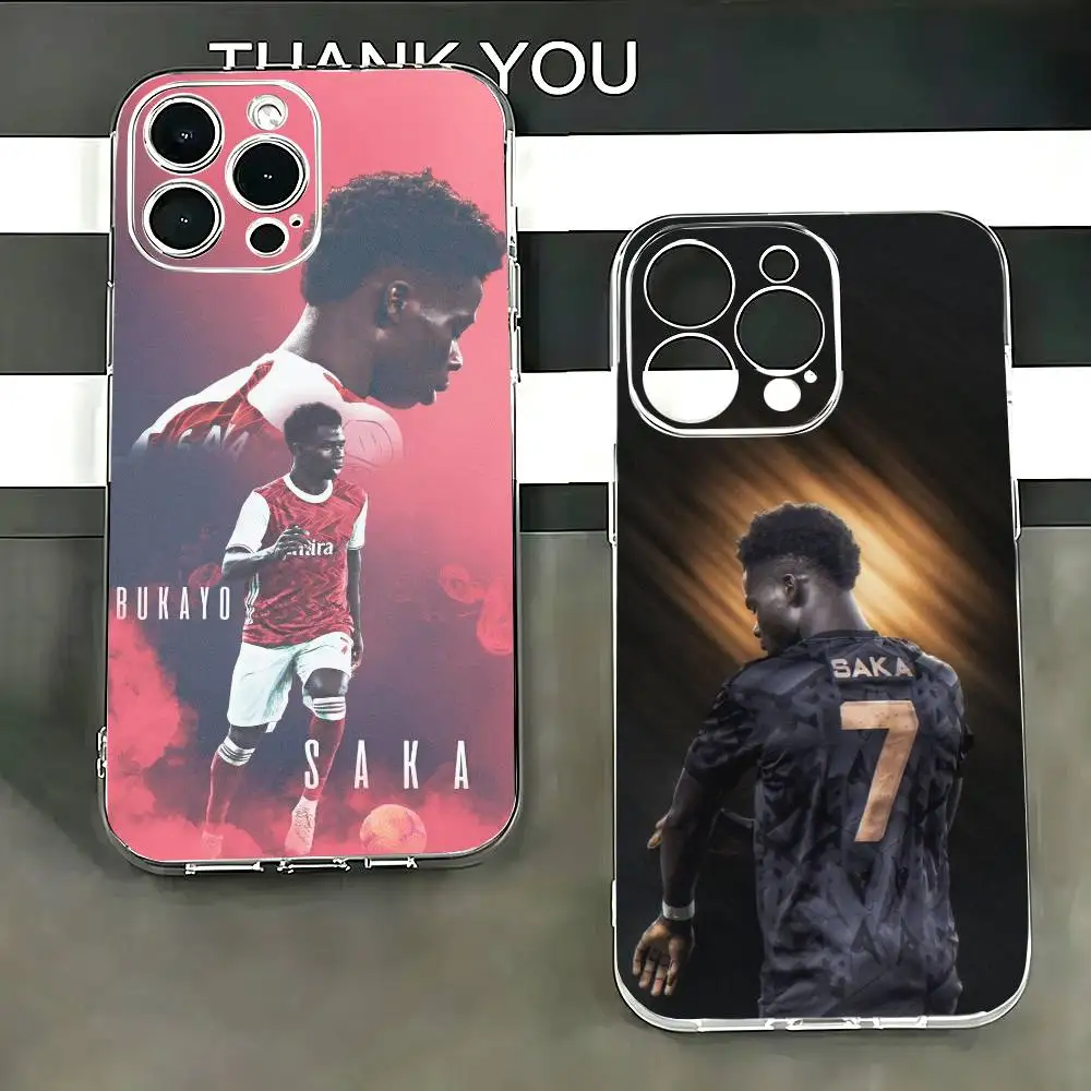 Фото Чехол для телефона Football B-Bukayo Saka 7 для iPhone 17 16 15 14 13 12 11 Mini Pro Max Plus, прозрачный №1