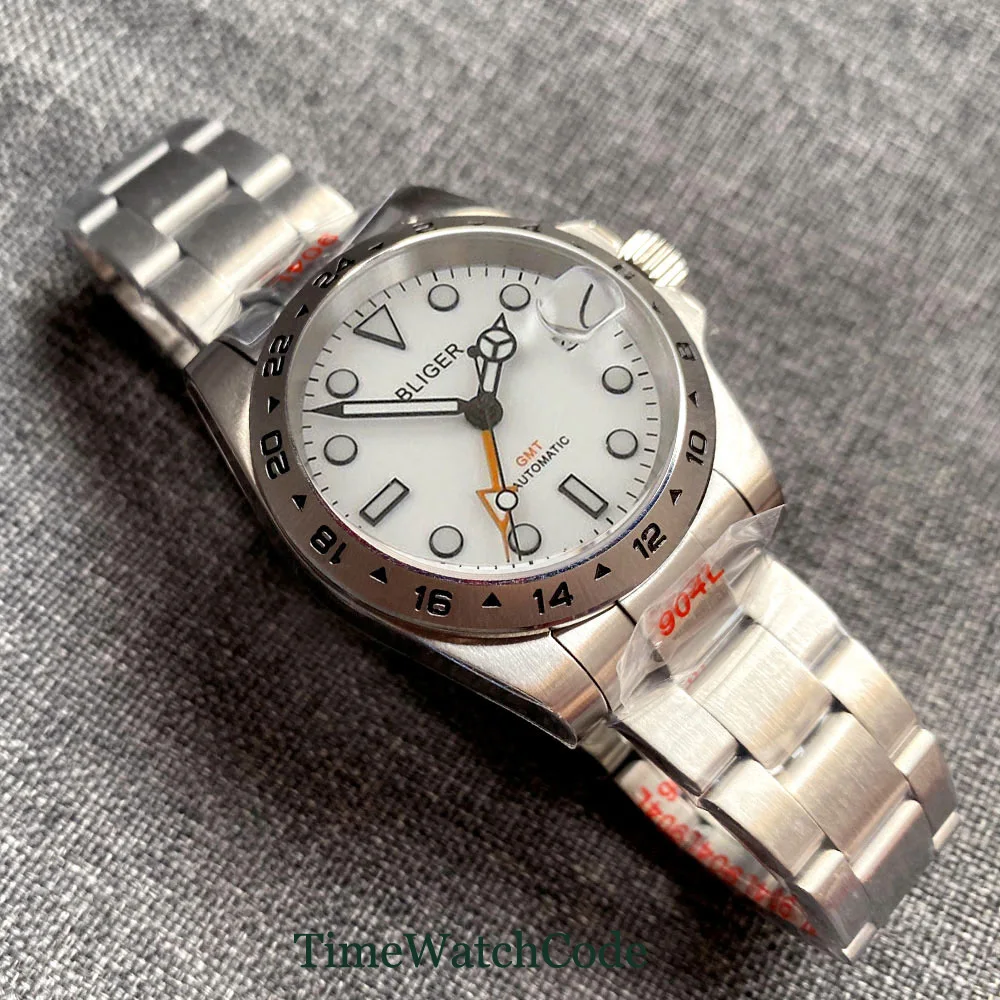 Часы GMT Мужские автоматические с сапфировым кристаллом и белым циферблатом 39 мм |