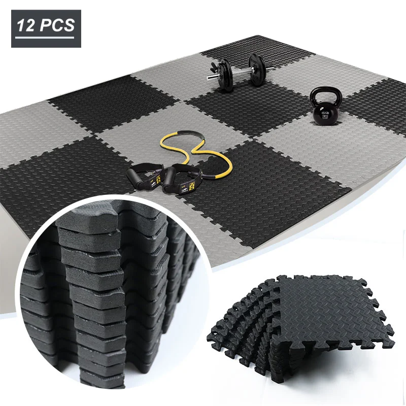 

12PCS 30x30x1.2cm EVA Non-Slip Leaf Grain Yoga Mat Protective Floor Home Gym Fitness Splicing Mat Thicken Shock Foam Workout Mat