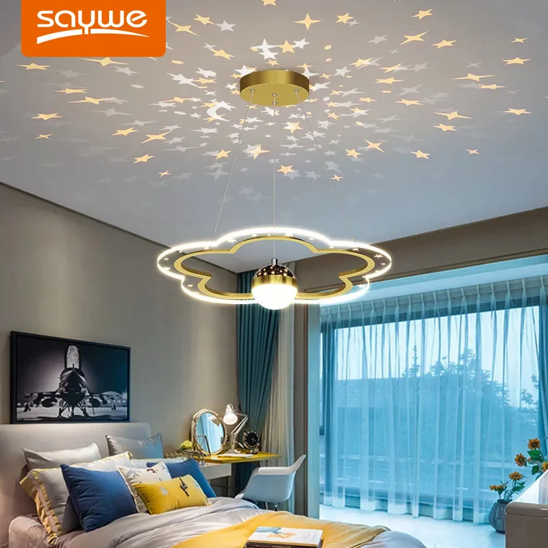 

Modern LED Chandelier For Bedroom Study Hall Cloud flower Shape Indoor Lighting Lamps Luster Fixtures star effect Decor drop