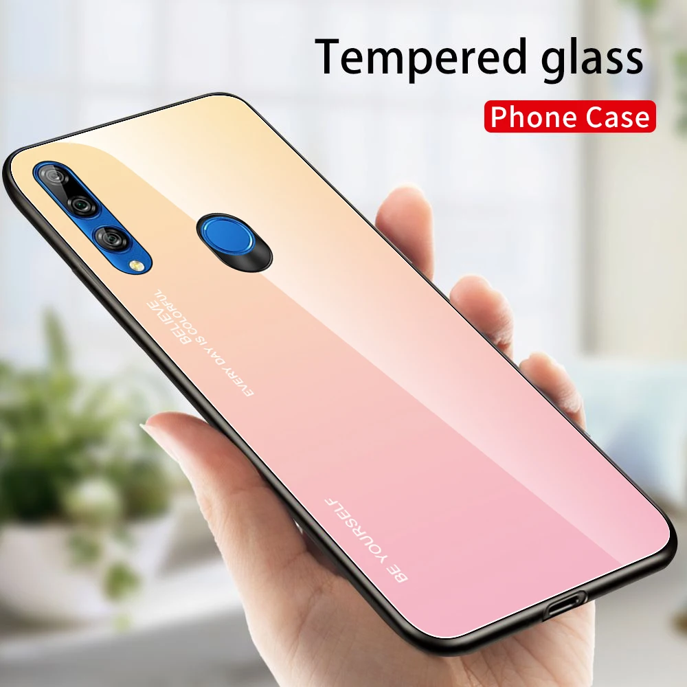 

Multicolor Gradient Glass Case For Huawei Y9S Y75 Y8P Y7A Y9 Prime TPU Edge Soft Case For P Smart Plus,P Smart Z,Y6 2019, Y6S