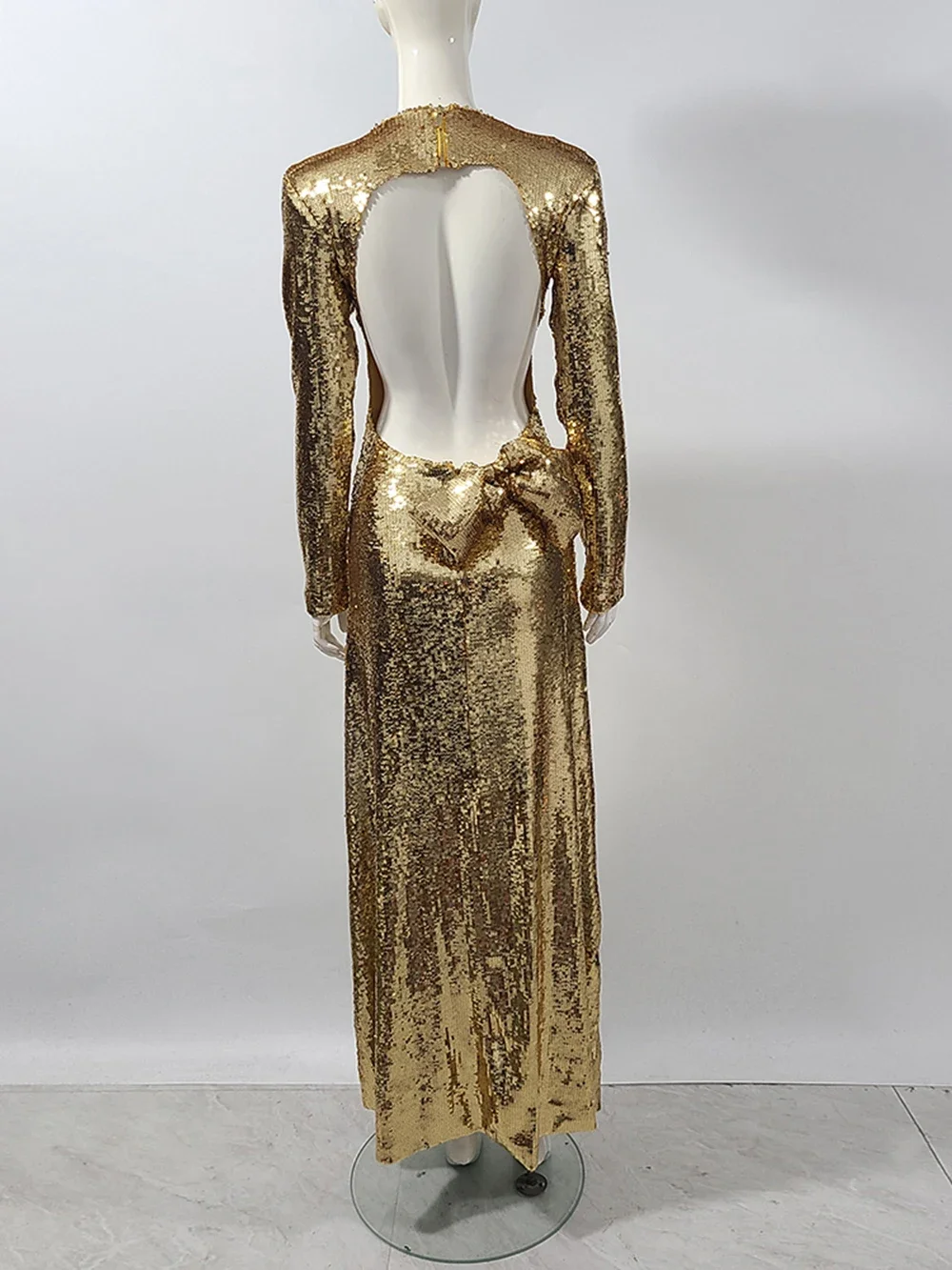 Модное платье-халат с золотыми блестками женское сексуальное тонкое вечернее