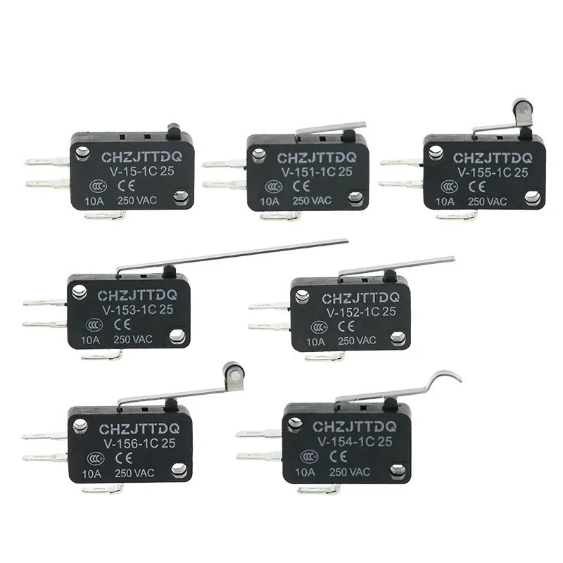 SPDT Long Straight Hinge Lever 3 Pin Basic Limited Micro Switch 16A 250V V-151/2/3/4/5/6-1C25
