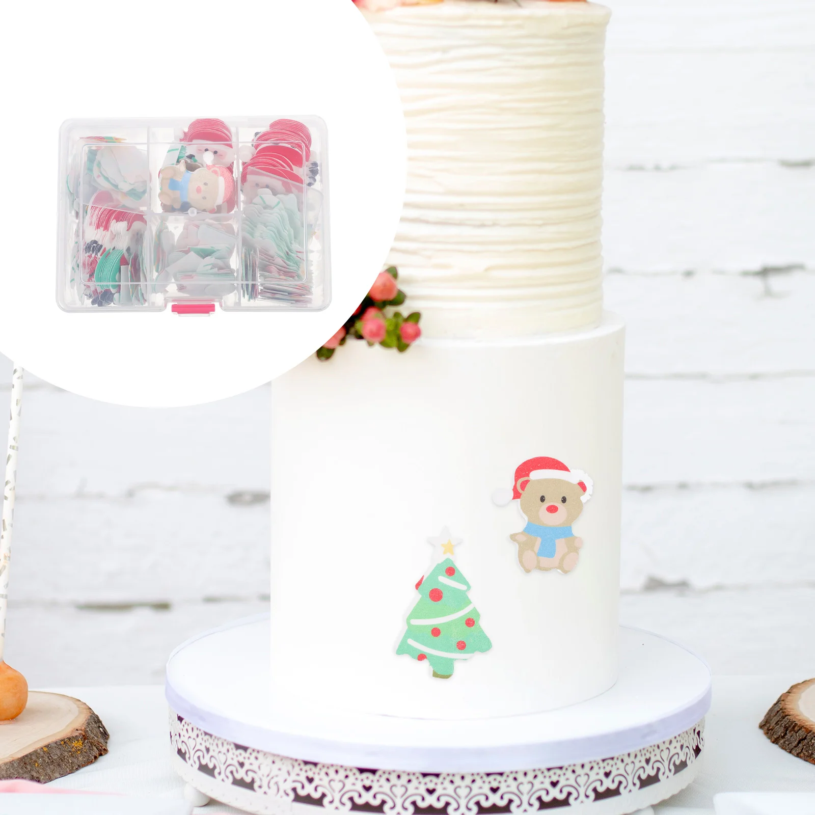

300pcs Holiday Edible Wafer Paper Edible Cupcake Toppers Christmas Cake Xmas Edible Cake Decor Santa Rice Paper