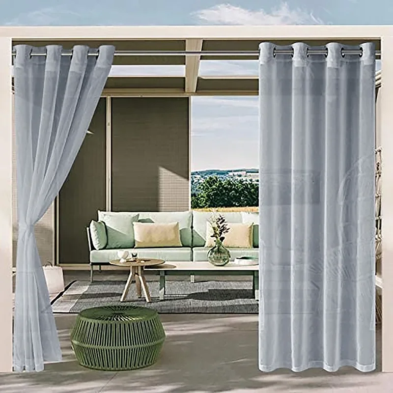 

2023 Garden Voile Curtain Grommet Sheer Translucent Window Screening Decorative Patio Gardening Drapes for Sliding Door Foyer Ar
