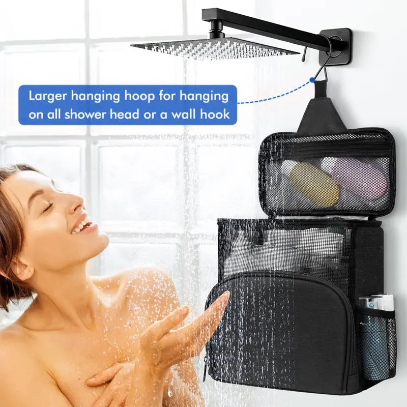 Travel Mesh Shower Caddy Wash Bag Hanging Tote Organizer Toiletry Bags,travel Size Toiletries Men Women Kit Bag with Hook Hanger