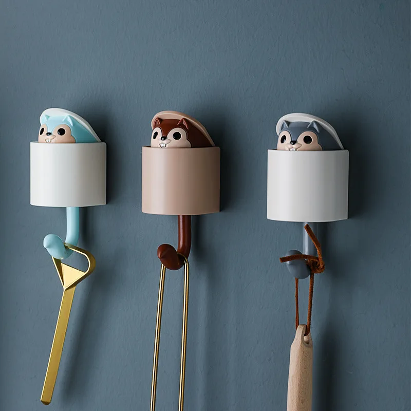 

Creative same squirrel hook viscose hook hole free home cartoon lovely decorative key hook