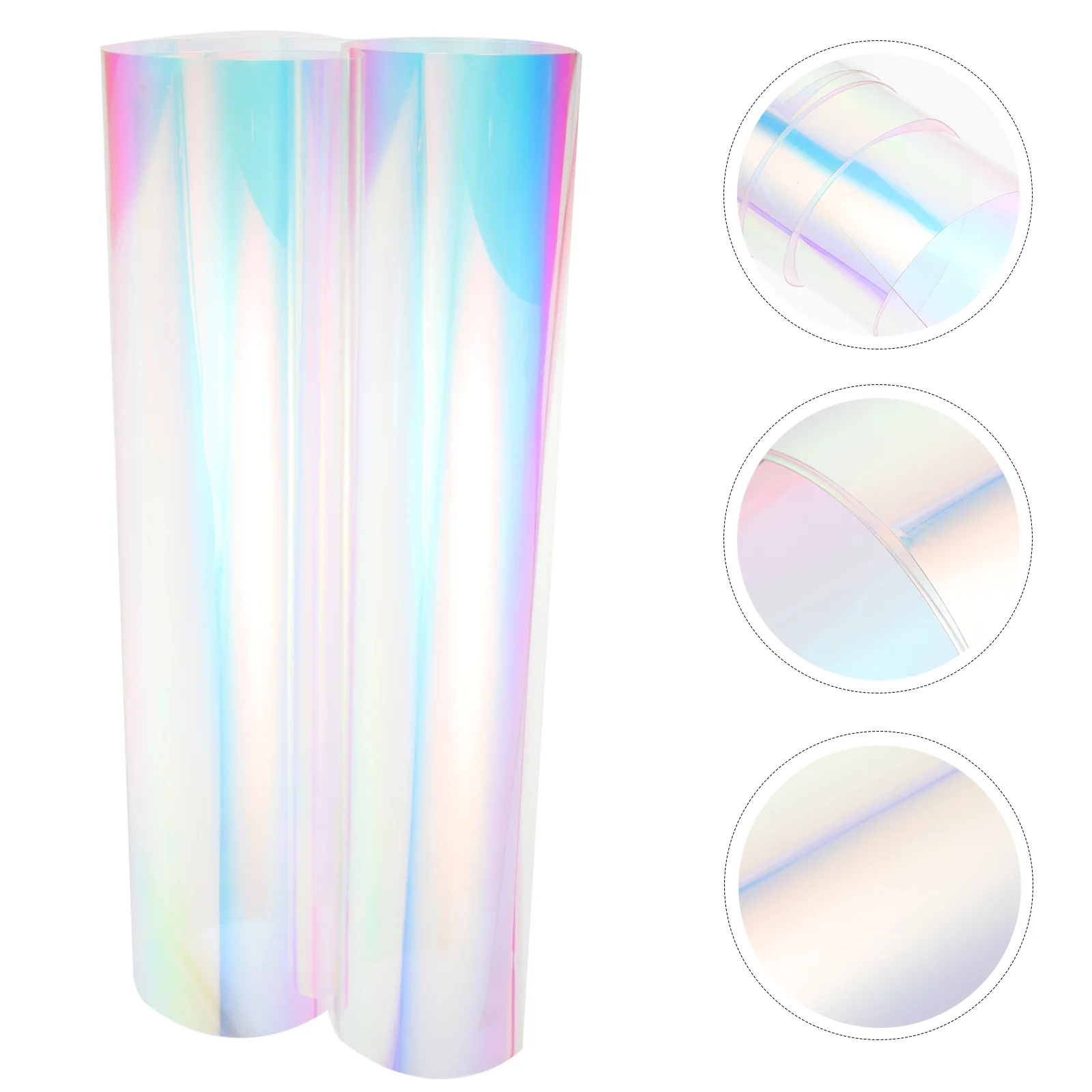 

Film Iridescent Vinyl Holographic Transparent Fabric Mirroredsheet Sheetsroll Faux Rainbow Window Cellophane Heat Diy Transfer