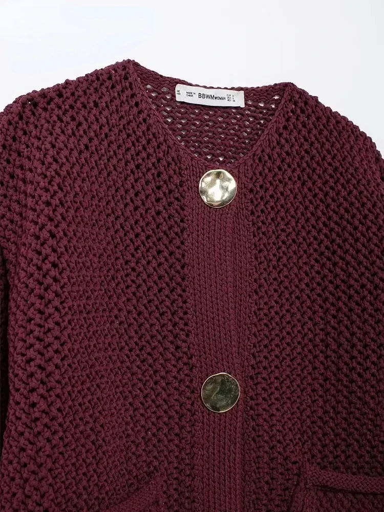 Женский вязаный кардиган на пуговицах повседневный Свободный с длинным рукавом