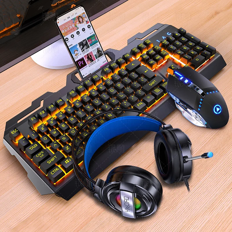 Mechanical Feel Gaming Keyboard and Mouse Combo Headset Metal Base Keyboard Mouse Gamer Accessories