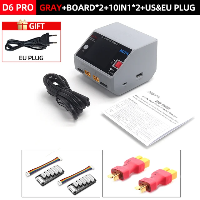 HOTA D6 Pro + 2x balancing boards + 2x T-plug deans to XT60 adapters