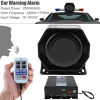 12v 200w 18 tones loud car warning alarm auto horn police siren horn pa speaker with mic system and wireless remote control
