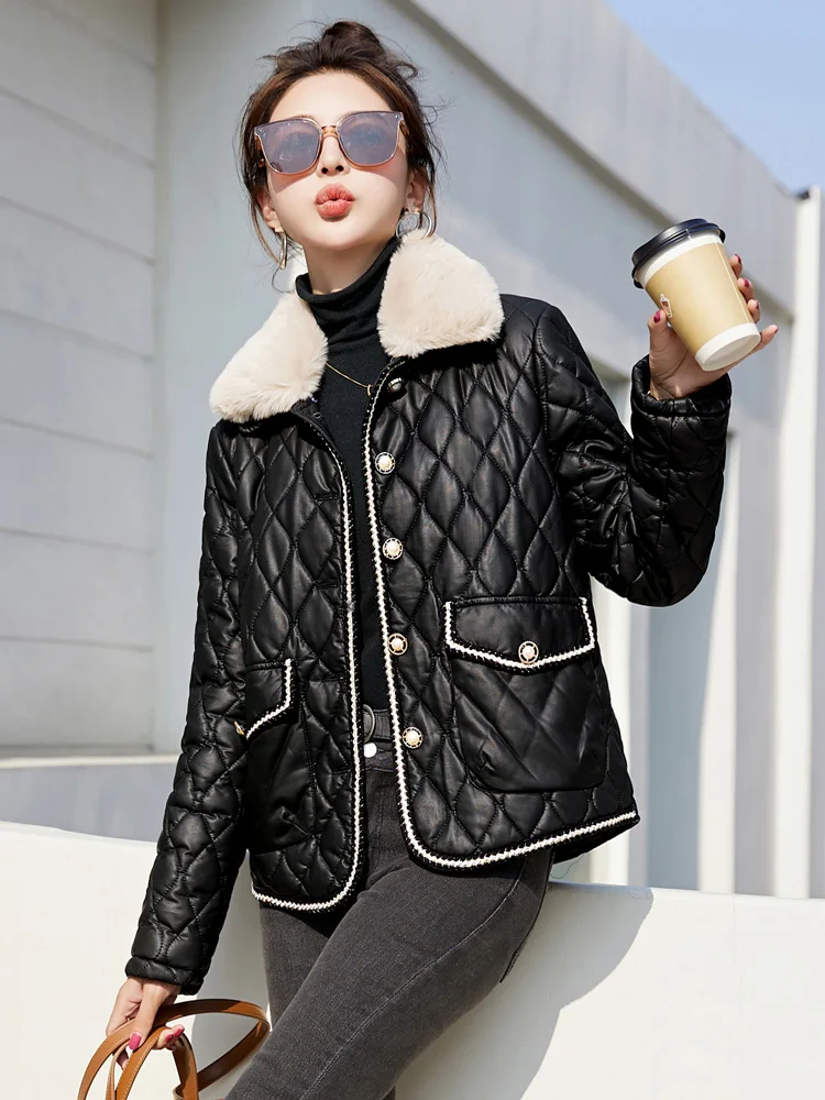 Европейские товары утолщенное женское пальто из искусственной кожи на флисовой