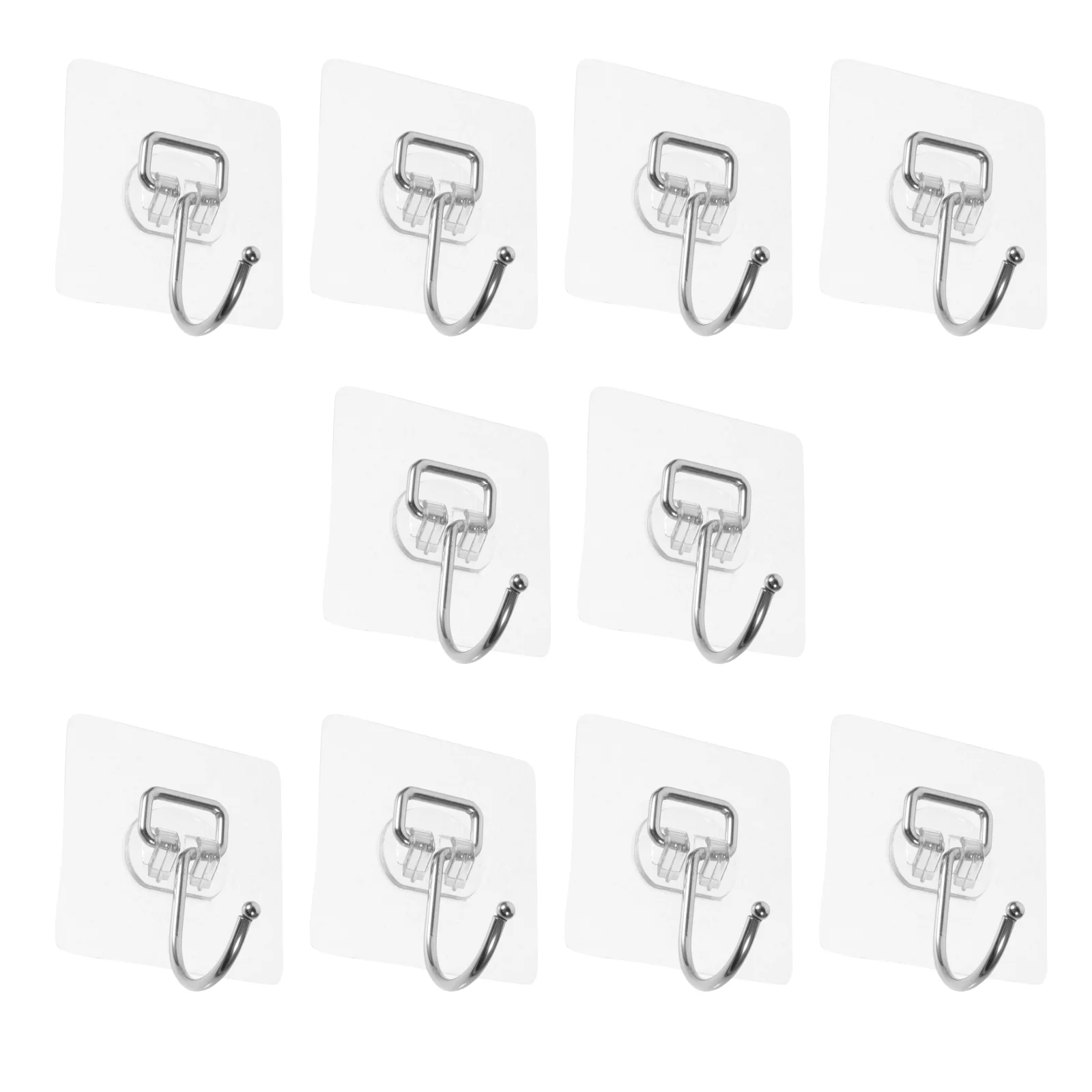 

10Pcs Heavy Duty Adhesive Hooks Bathroom Kitchen Wall Hooks Waterproof Nail-free Hooks