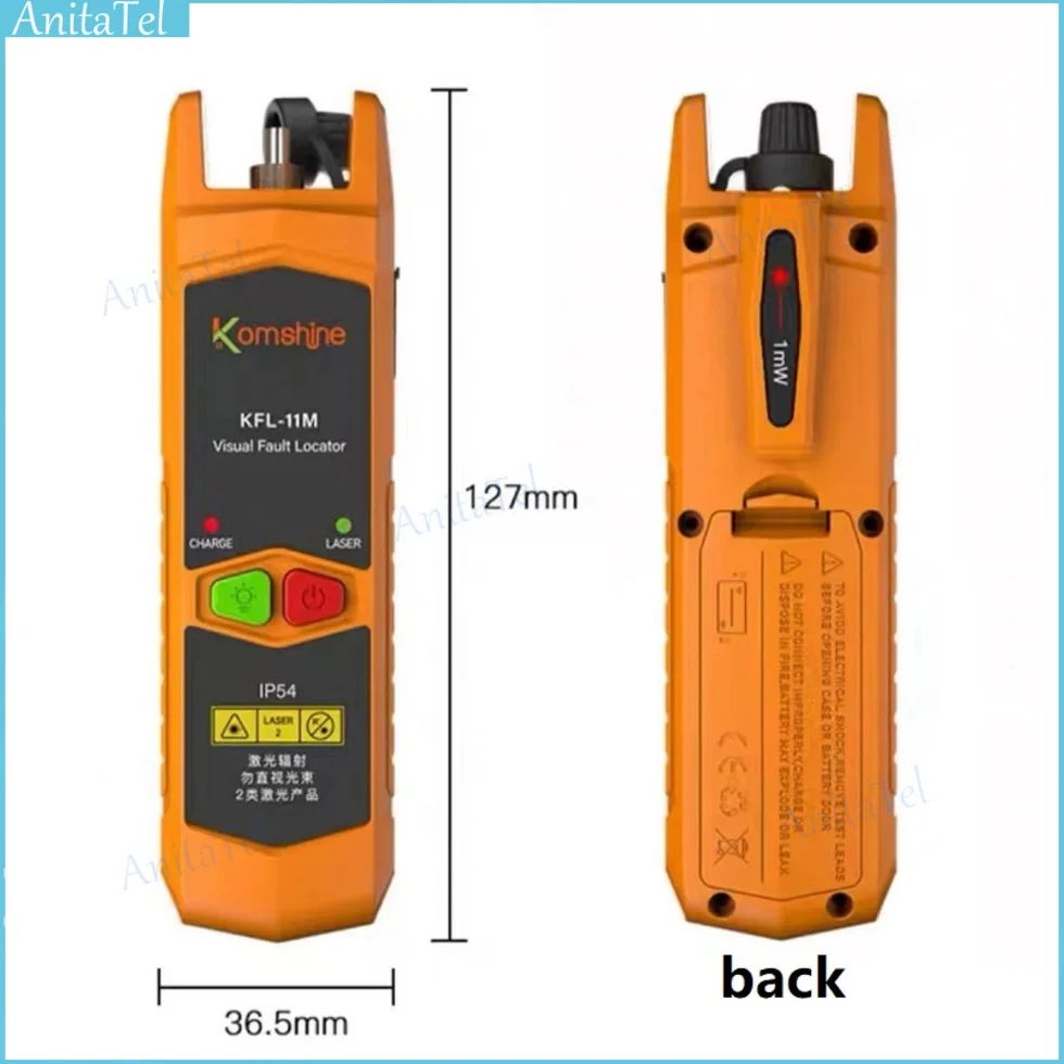 

Komshine KFL-11 30MW/20MW/10MW VFL Red Laser Pen Visual Fault Locator Fiber Optic Cable Tester 1-30KM SC/ST/FC rechargeable FTTH