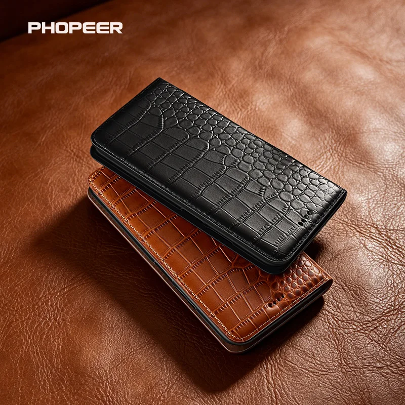 Фото Роскошный чехол из натуральной кожи для OPPO K12 11 10 9 7 5 3 X Plus Pro Vigor с текстурой под крокодила, чехол-кошелек для телефона №1