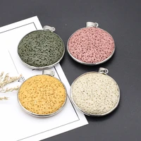 1pcs natural mixed colors pendants volcanic rock stone for women jewelry making diy accessories necklace earring size 34x38mm