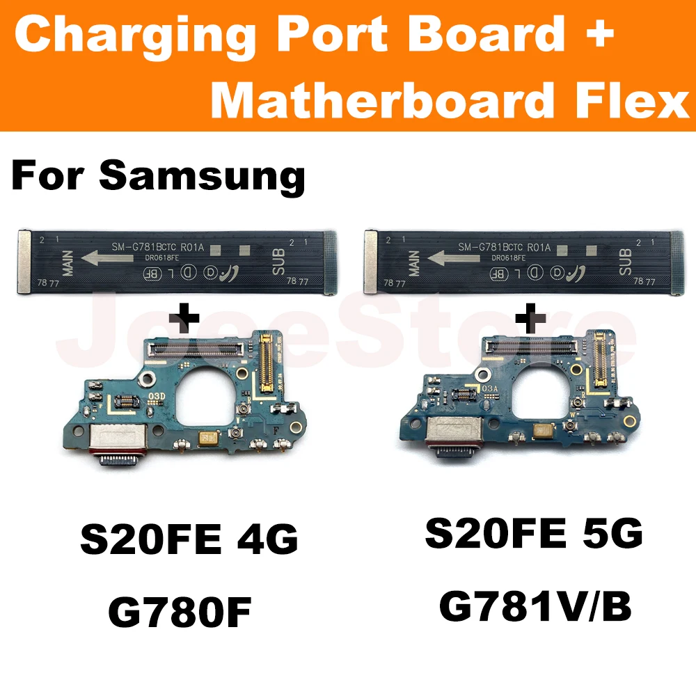 Оригинальная плата с USB-портом для зарядки Samsung S20 FE 4G 5G G780F G781B, быстрое зарядное устройство, разъем материнской платы, гибкий кабель, микрофон