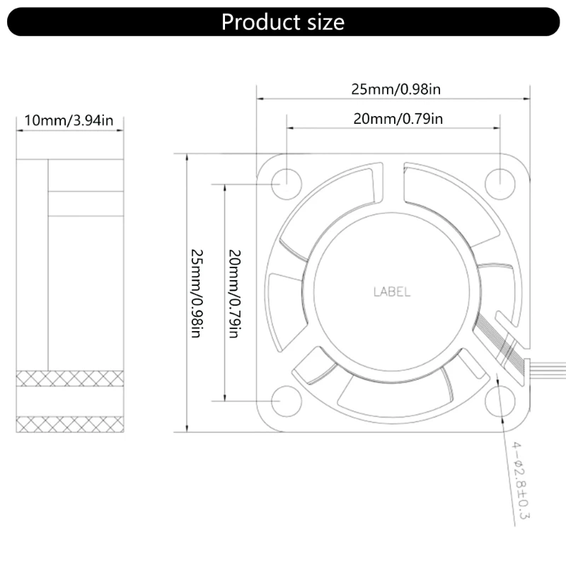 2510 Охлаждающий вентилятор 5 В с кабелем Hot End Охлаждающие вентиляторы подшипником