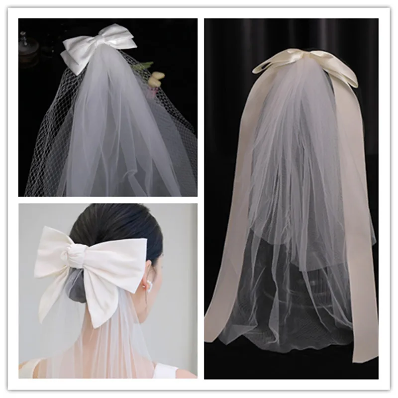 

VOHSIAHPO Bridal Wedding Head Yarn TiaraBridesmaid Girls White Bachelor Party Bow Princess Hair Accessories