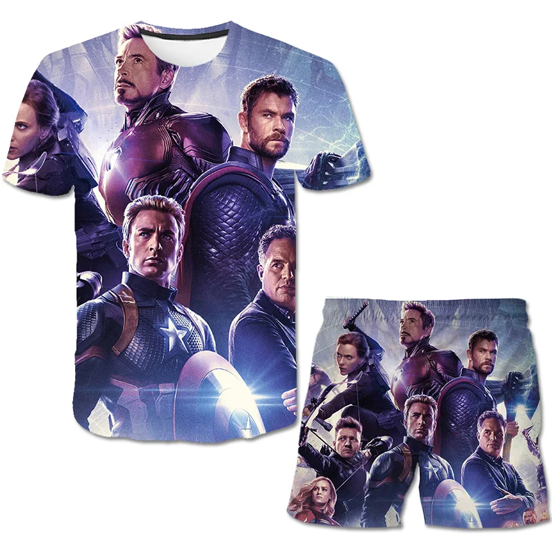 

2022 summer new style spider-mαn T shirt suit 2pes T shirt+shorts kids fashion loose 3D print T shirts suit 4-14 years old