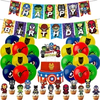 original marvel birthday party decoration supplies kids balloons cake banner avengers hero anime accessories boys diy activity