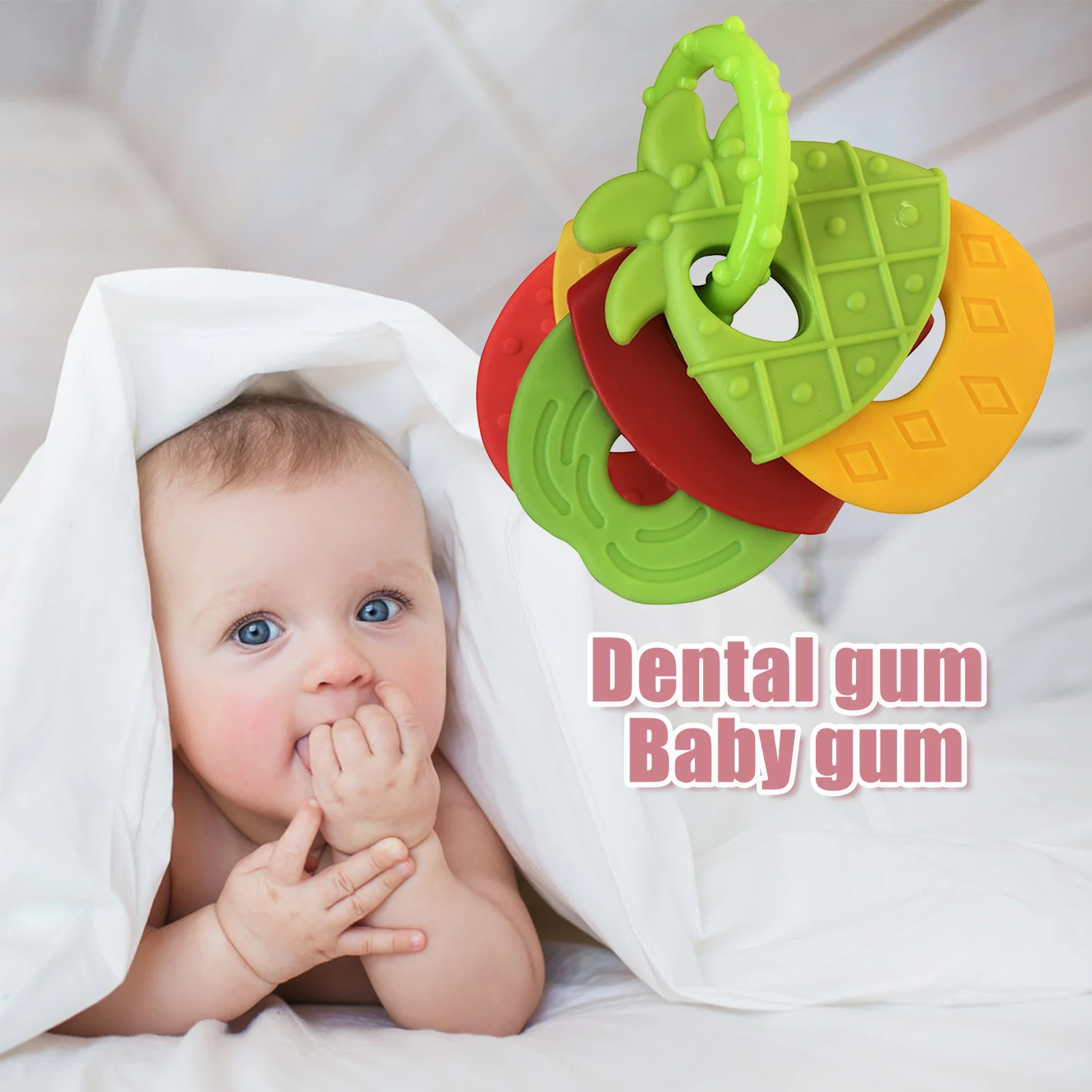 Игрушка-прорезыватель для зубов в виде фруктов мягкая резиновая погремушка