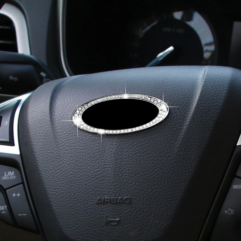 

1X Car Steering Wheel Panel Trim Sticker Ring Crystal Diamond Sitcker For Ford Fusion Escape Edge Focus Bronco Transit Fiesta